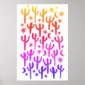 Sunset Wüste Fun Cactus Pink Pattern Wasserfarbe Poster (Vorne)