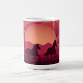Sunset Wüste Wilde Pferde laufen Kaffeetasse (Mittel)