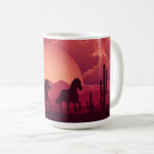 Sunset Wüste Wilde Pferde laufen Kaffeetasse (VorderseiteRechts)
