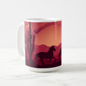 Sunset Wüste Wilde Pferde laufen Kaffeetasse (Vorderseite Links)