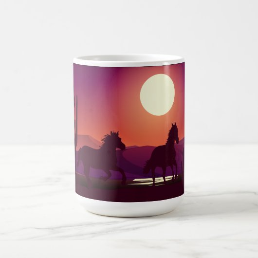 Sunset Wüste Wilde Pferde laufen Kaffeetasse (Mittel)