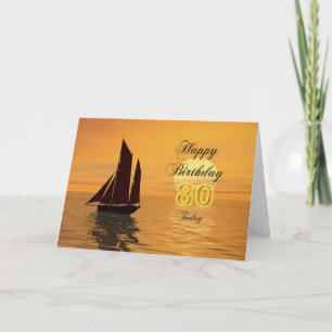 Sunset Yacht 80. Geburtstagskarte Karte