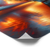 Sunset Yacht Reflection Poster (Ecke)