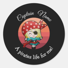 Sunset YOUNG Girl Party Pirate Classic Runder Aufkleber