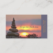 Sunset Zen Stones Yoga Instructor Dark Blue Visitenkarte (Vorderseite)