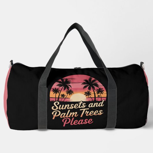 Sunsets and Palm Trees Please" - Retro Beach Vibe Duffle Bag (Vorderseite)