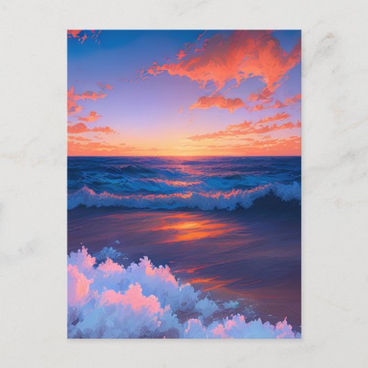 Sunset's Dance with the Ocean Waves Postkarte (Vorderseite)