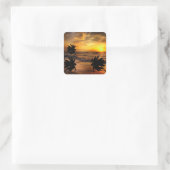 SUNSETS OZEAN SCENERY NATURE QUADRATISCHER AUFKLEBER (Tasche)