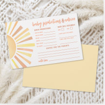Sunshine Advice Predictions Card Sun Baby Shower
