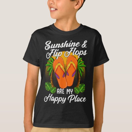 Sunshine & amp; Flip Flops Sommerferien Strand Ho T-Shirt (Vorderseite)