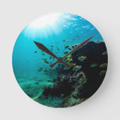 Sunshine and Tropical Fish Runde Wanduhr (Vorderseite)