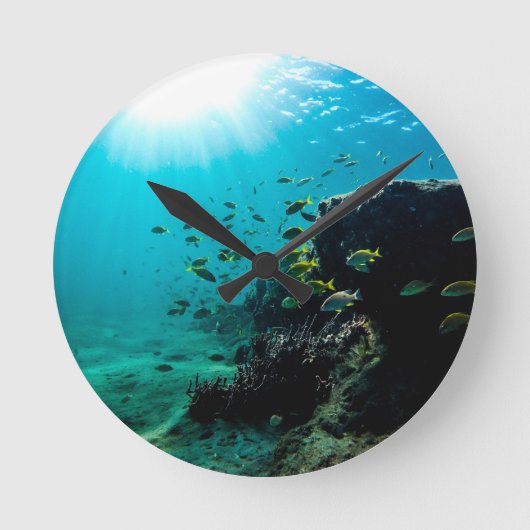 Sunshine and Tropical Fish Runde Wanduhr (Vorderseite)