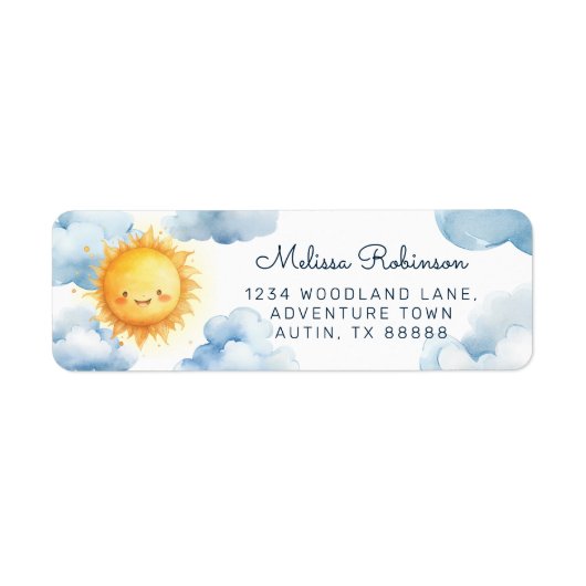 Sunshine Baby Boy Shower Rücksendeadresse (Vorne)