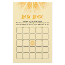Sunshine Baby Dusche Bingo Spiel