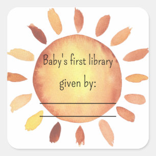 Sunshine Baby Dusche Buchzeichen Quadratischer Aufkleber