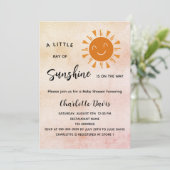 Sunshine Baby Dusche Rosa Mädchen Luxus Einladung (Stehend Vorderseite)