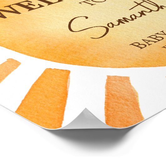 Sunshine Baby Dusche Willkommen Poster (Ecke)