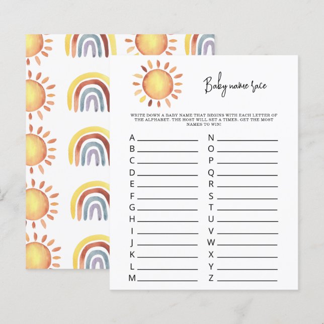 Sunshine Baby Name Race (Vorne/Hinten)