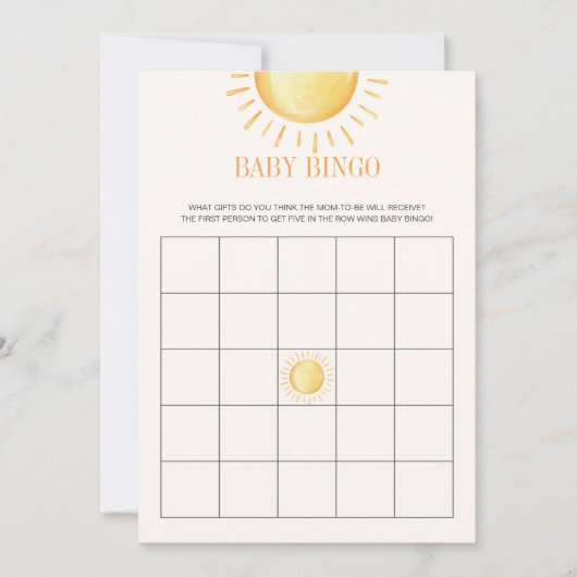 Sunshine Baby Shower Bingo Game Einladung (Vorderseite)