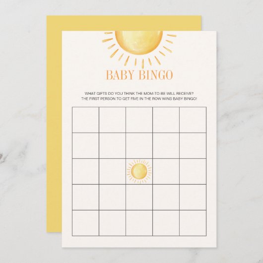 Sunshine Baby Shower Bingo Game Einladung (Vorne/Hinten)