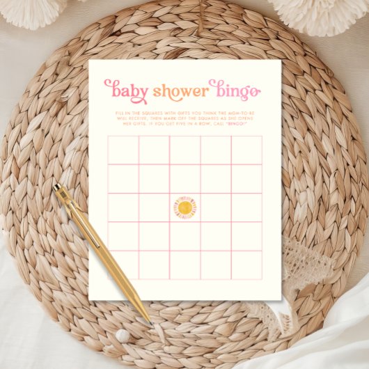 Sunshine Baby Shower Bingo Game Print Poster