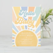 Sunshine Baby Shower Boho Blue Rainbow Sunshine Einladung (Stehend Vorderseite)