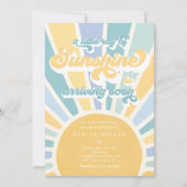 Sunshine Baby Shower Boho Retro Gelbe Sonnenschein Einladung (Vorderseite)