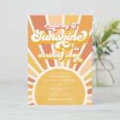 Sunshine Baby Shower Boho Retro Gelbe Sonnenschein Einladung (Stehend Vorderseite)