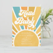 Sunshine Baby Shower Boho Retro Gelbe Sonnenschein Einladung (Stehend Vorderseite)