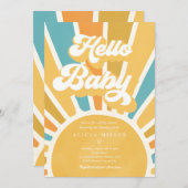 Sunshine Baby Shower Boho Retro Gelbe Sonnenschein Einladung (Vorne/Hinten)