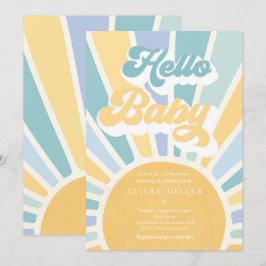 Sunshine Baby Shower Boho Retro Gelbe Sonnenschein Einladung