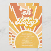 Sunshine Baby Shower Boho Retro Gelbe Sonnenschein Einladung (Vorne/Hinten)