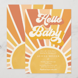 Sunshine Baby Shower Boho Retro Gelbe Sonnenschein Einladung