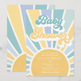 Sunshine Baby Shower Boho Retro Gelbe Sonnenschein Einladung