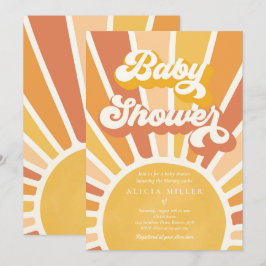 Sunshine Baby Shower Boho Retro Gelbe Sonnenschein Einladung
