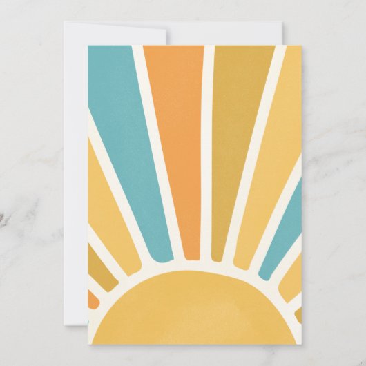 Sunshine Baby Shower Boho Retro Gelbe Sonnenschein Einladung (Rückseite)