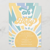 Sunshine Baby Shower Boho Retro Gelbe Sonnenschein Einladung (Vorne/Hinten)