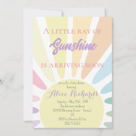 Sunshine Baby Shower Boho Retro Pink Baby Dusche Einladung