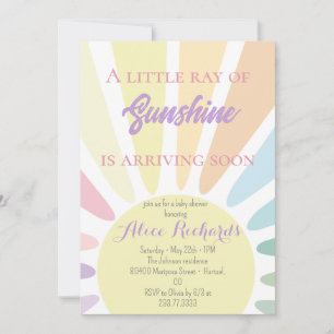 Sunshine Baby Shower Boho Retro Pink Baby Dusche Einladung