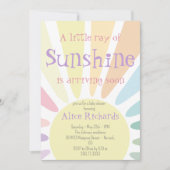 Sunshine Baby Shower Boho Retro Pink Baby Dusche Einladung (Vorderseite)