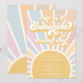 Sunshine Baby Shower Boho Retro Pink Sunshine Einladung