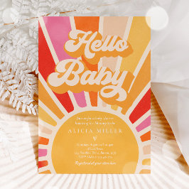 Sunshine Baby Shower Boho Retro Pink Sunshine Einladung