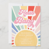 Sunshine Baby Shower Boho Retro Rainbow Sunshine Einladung (Vorderseite)