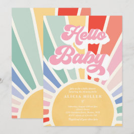 Sunshine Baby Shower Boho Retro Rainbow Sunshine Einladung
