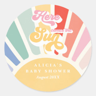 Sunshine Baby Shower Boho Retro Regenbogenfavorite Runder Aufkleber