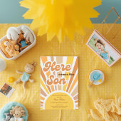 Sunshine Baby Shower Boho Retro Yellow Sunshine Einladung