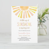 Sunshine Baby Shower Einladung (Stehend Vorderseite)
