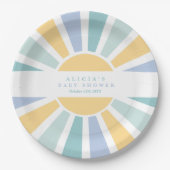 Sunshine Baby Shower Here Come The Son Yellow Rays Pappteller (Vorderseite)