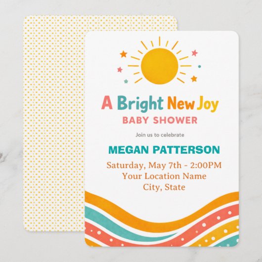 Sunshine Baby Shower Invitation | Bright Modern Einladung (Vorne/Hinten)
