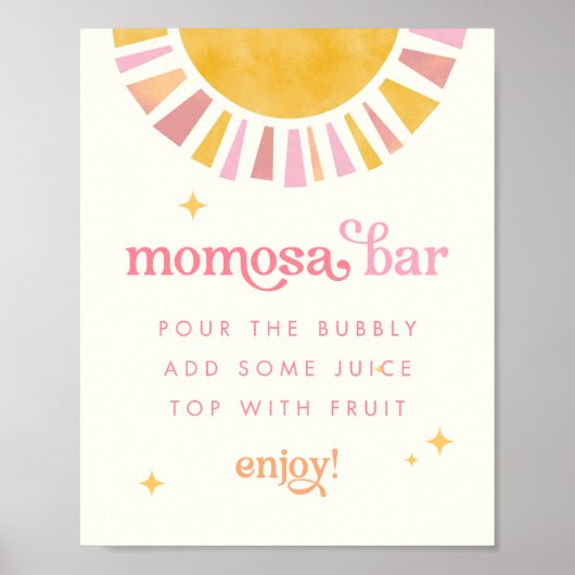 Sunshine Baby Shower Momosa Bar Sign Poster (Vorne)
